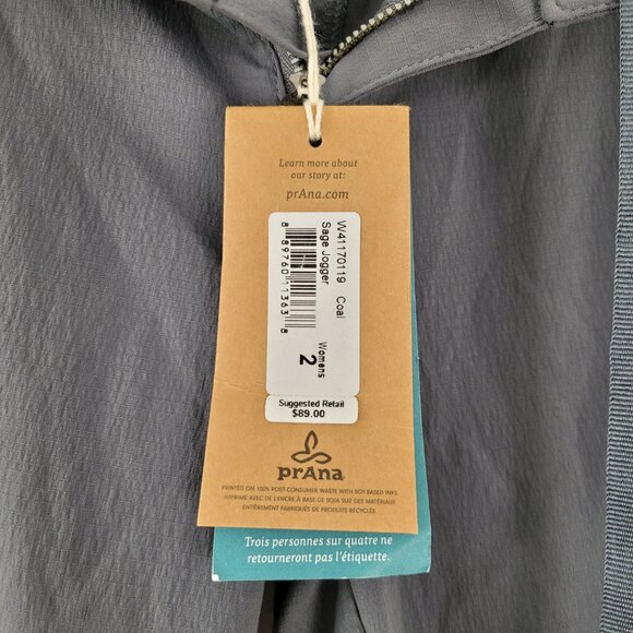 Prana Sage Jogger Ripstop Cargo Pants Stretch Gray Size 2 NWT - Picture 13 of 14